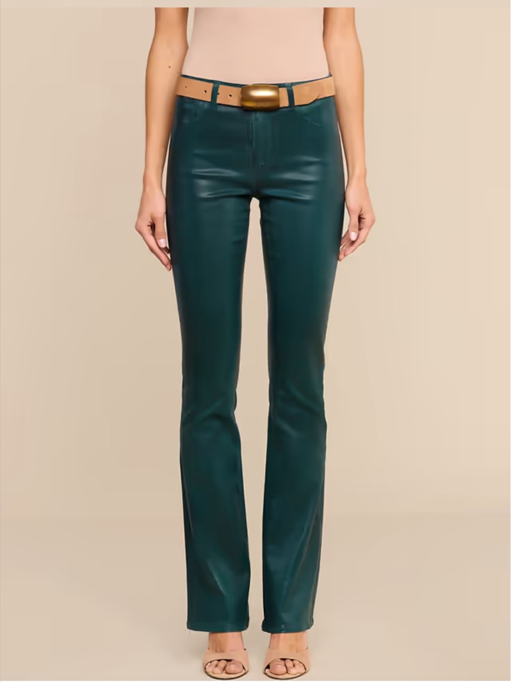 L’AGENCE Selma Coated Bootcut Jean Forest Green Coated High Rise 28 NWT